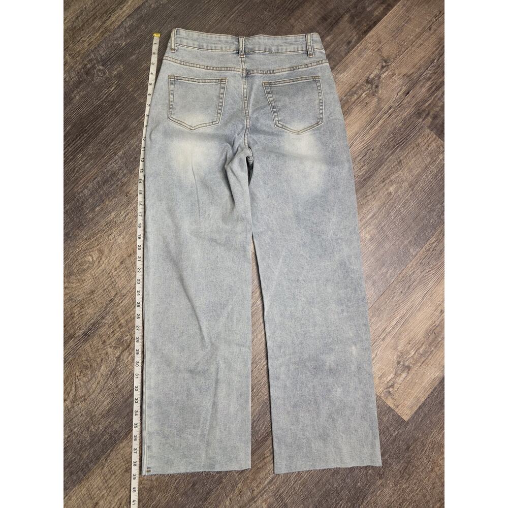 KDF Women's Jeans Size 8 Light Wash Wide Leg Raw Hem High Rise Stretch NWT - Picture 7 of 7